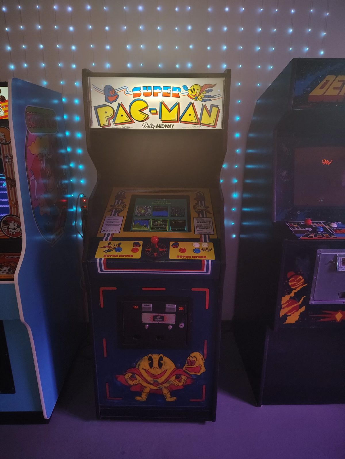 Super Pac-Man arcade cabinet by Namco 1982 at The Back Patio Portland