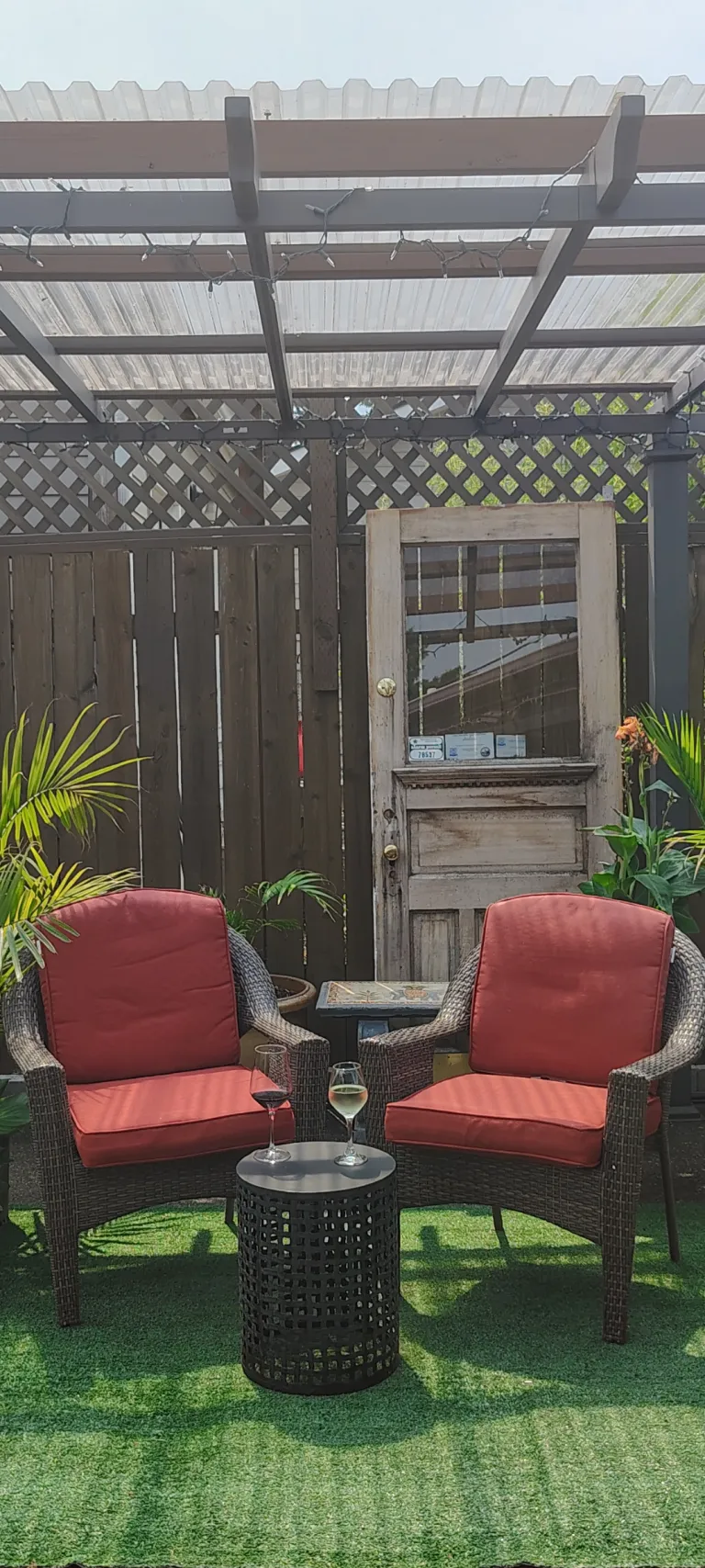 Pergola shade structure on the patio