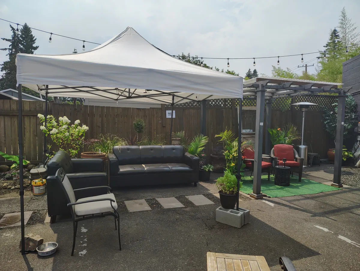 Wide view of the garden patio