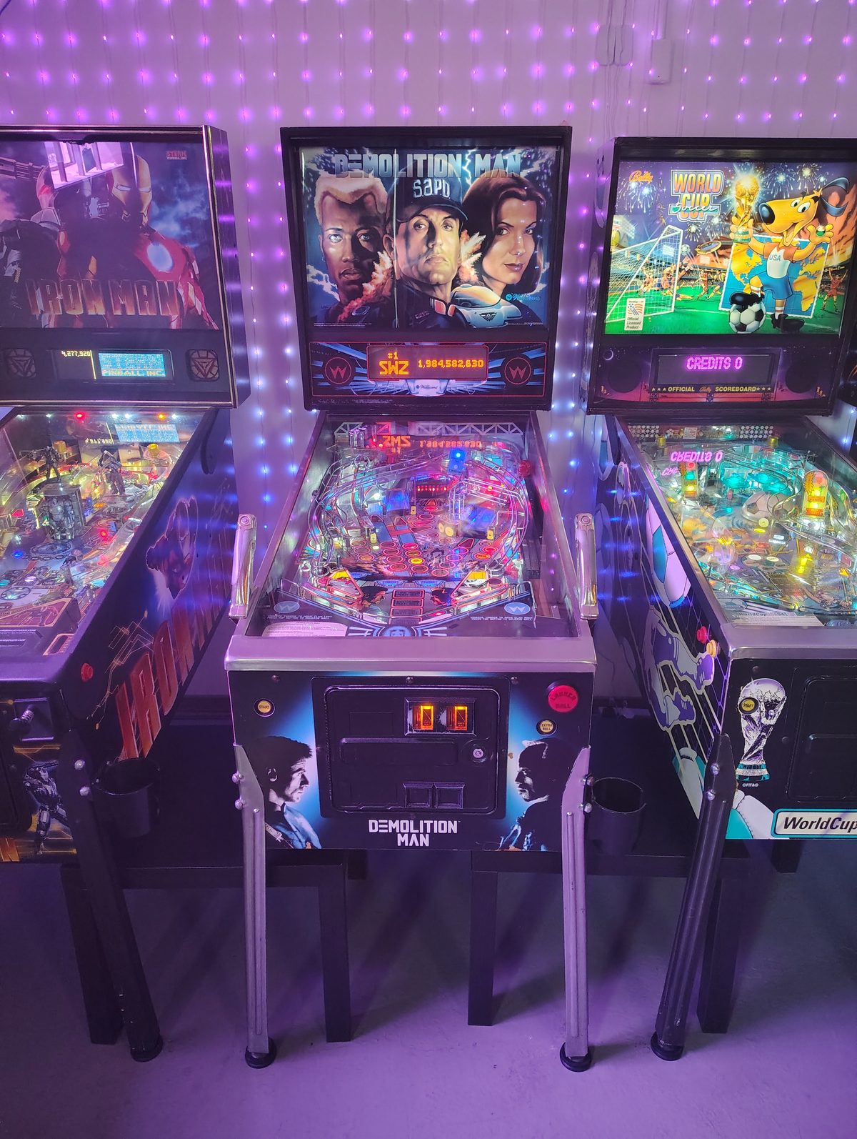 Demolition Man pinball machine by Williams at The Back Patio Portland