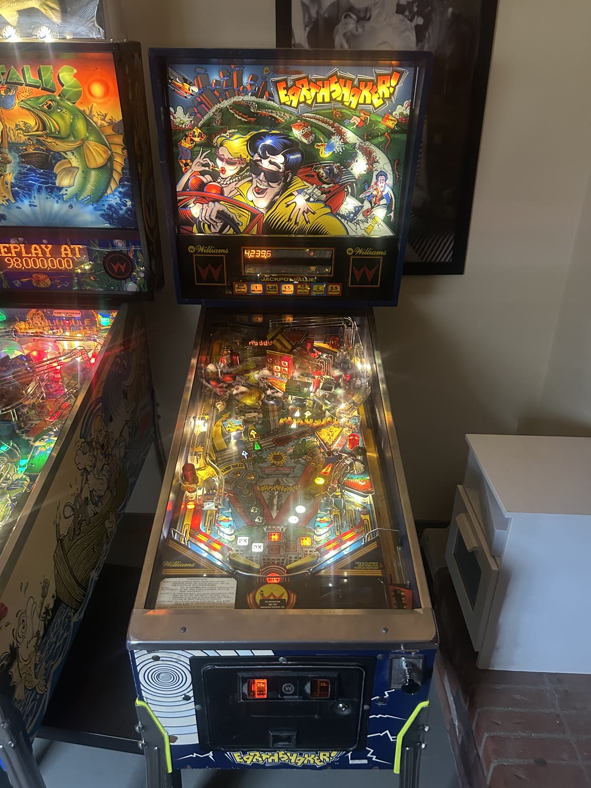 Earthshaker pinball machine by Williams at The Back Patio Portland