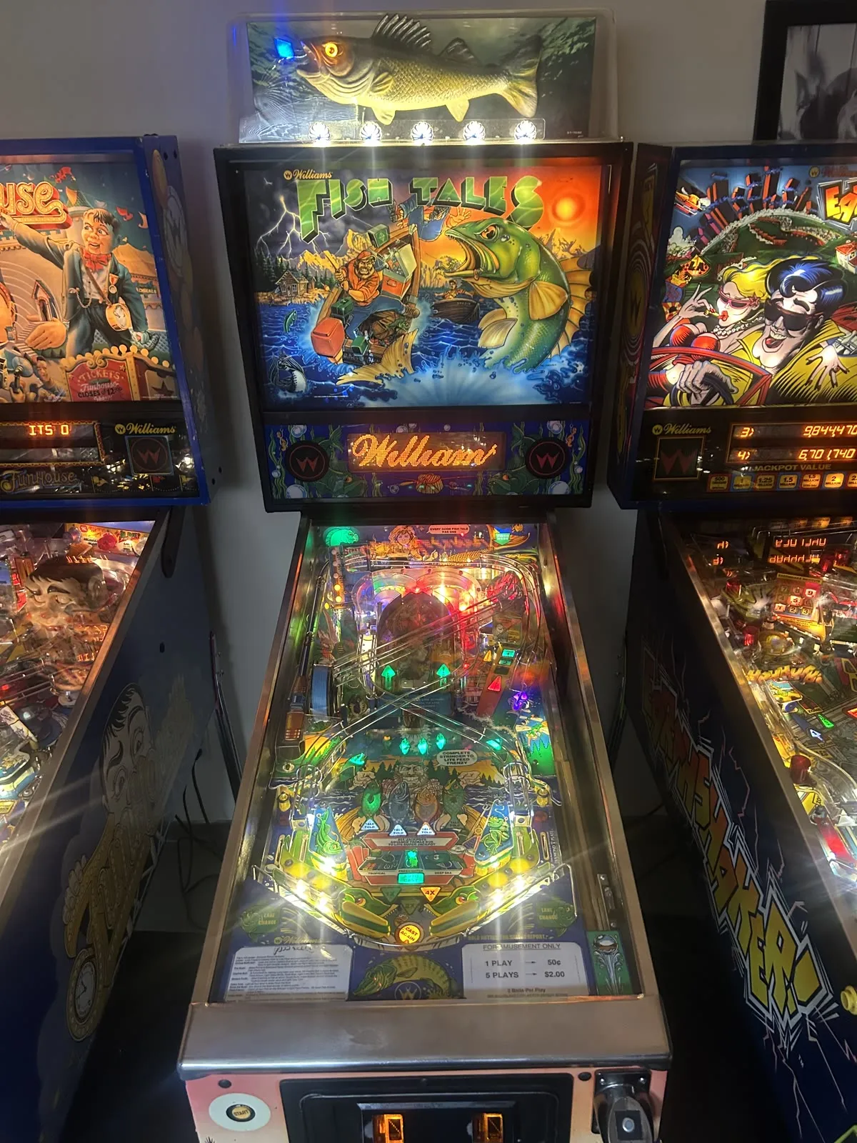 Fish Tales pinball machine between FunHouse and Earthshaker