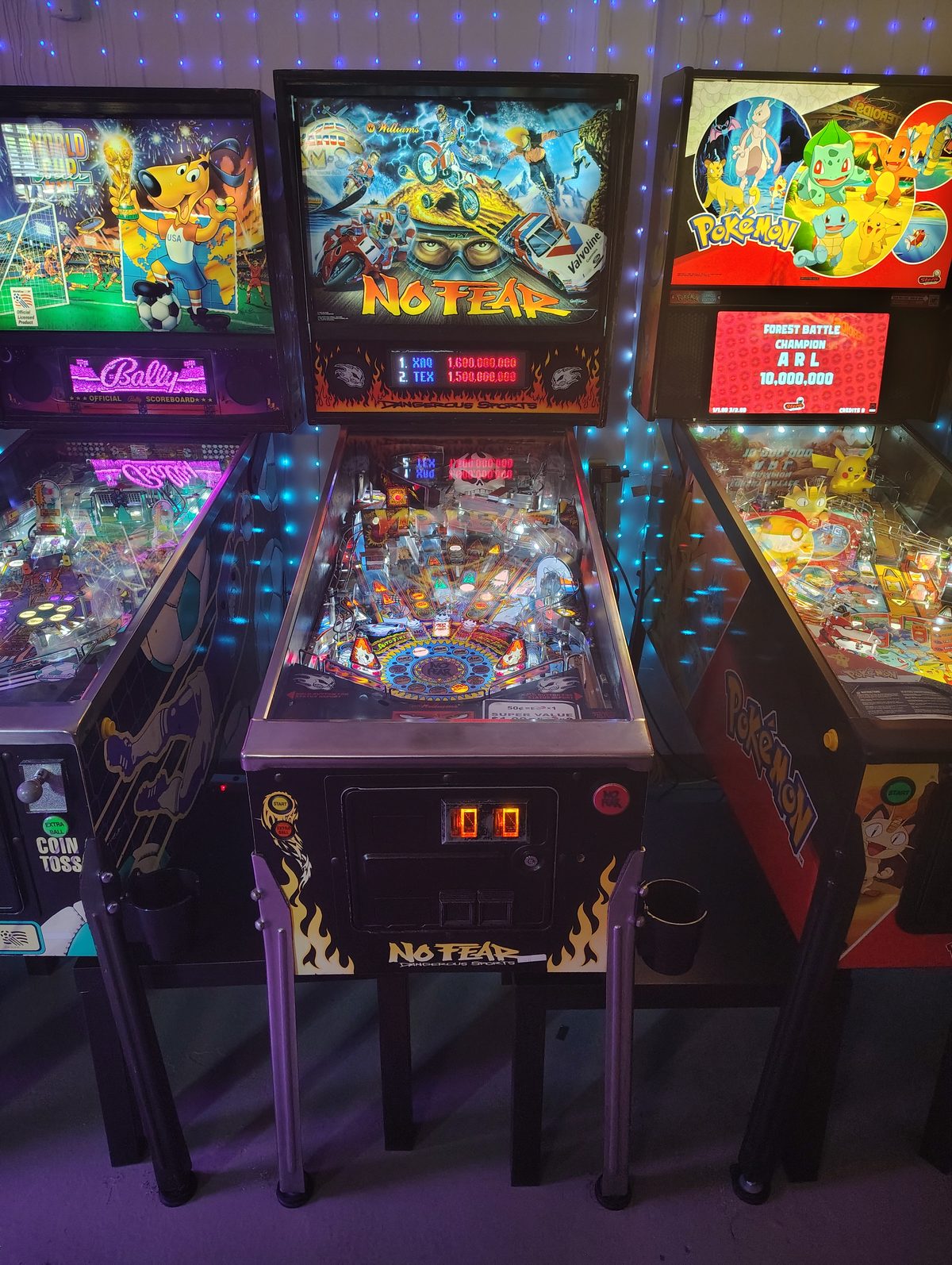 No Fear Dangerous Sports pinball machine by Williams at The Back Patio Portland